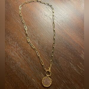 French Coin Pendant Necklace